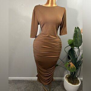 SHEIN Brown Long Sleeve Dress